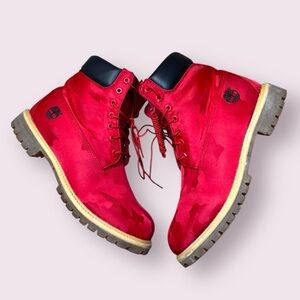 TIMBERLAND Mens Red Camo Valentines Premium Boots A15LB Size 11